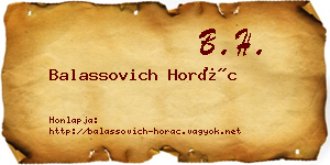 Balassovich Horác névjegykártya